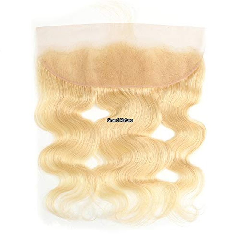 Grand Nature 613 Blonde Lace Frontal Wavy Hair Extension, 14 inches, Sew-In Installation