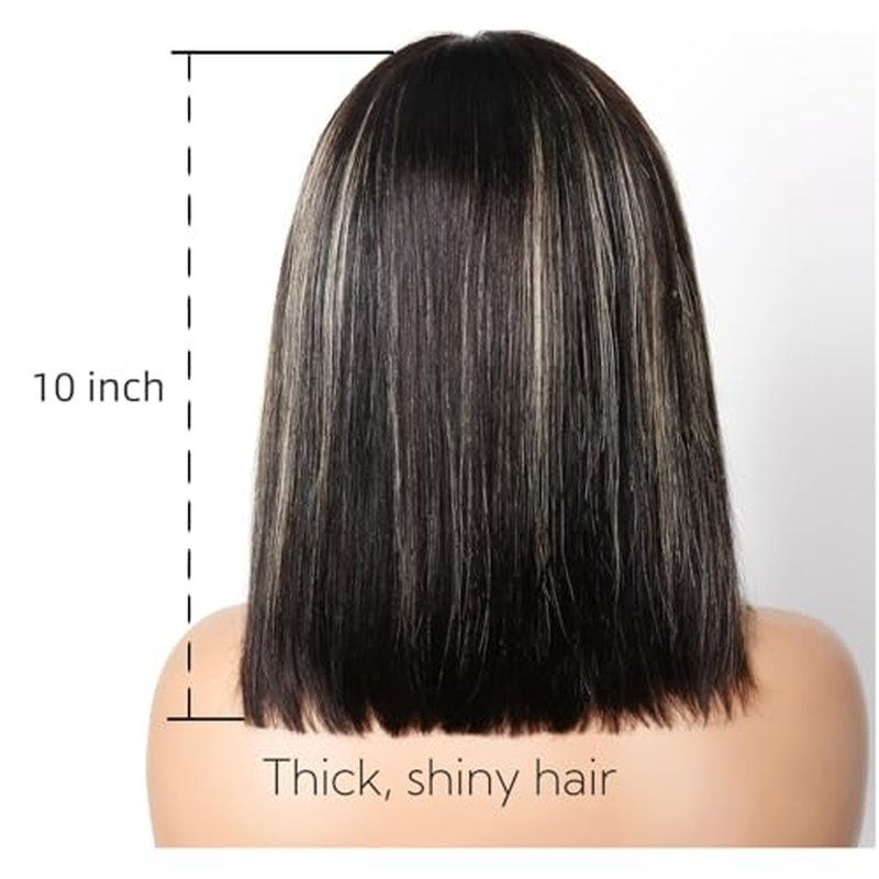 Highlights Bob Wigs Human Hair, Wear and Go Glueless Wigs 5x5 HD Lace Front Short Straight Bob Wigs Pre Plucked Pre Cut for Black Women Transparent Closure Virgri Wigs 180% Density 12 Inch