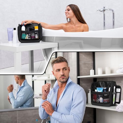 Travel Toiletry Bag for Men and Women - (10.6¡±x10.6¡±x3.2¡±) Large Hanging Toiletry Organizer - Waterproof Hygiene Bag with Metal XXL Swivel Hook, with Sturdy Zippers and 19 Compartments for Toiletries