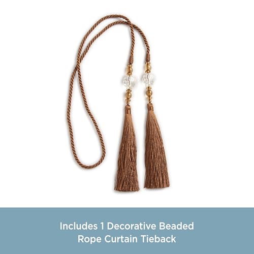Kenney KN99717 Small Decorative 22" Beaded Rope Tassel Tieback for Curtains and Drapes, 1-Pack, Cinnamon