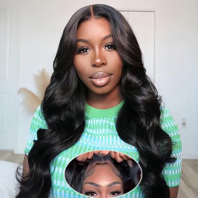 Wear and Go Glueless Bob Wig - Body Wave Lace Front Human Hair Wigs for Black Women - Pre Plucked and Pre Cut 4x4 Lace Closure - No Glue Needed for Beginners (Natural Black Glueless, 30 Inch)