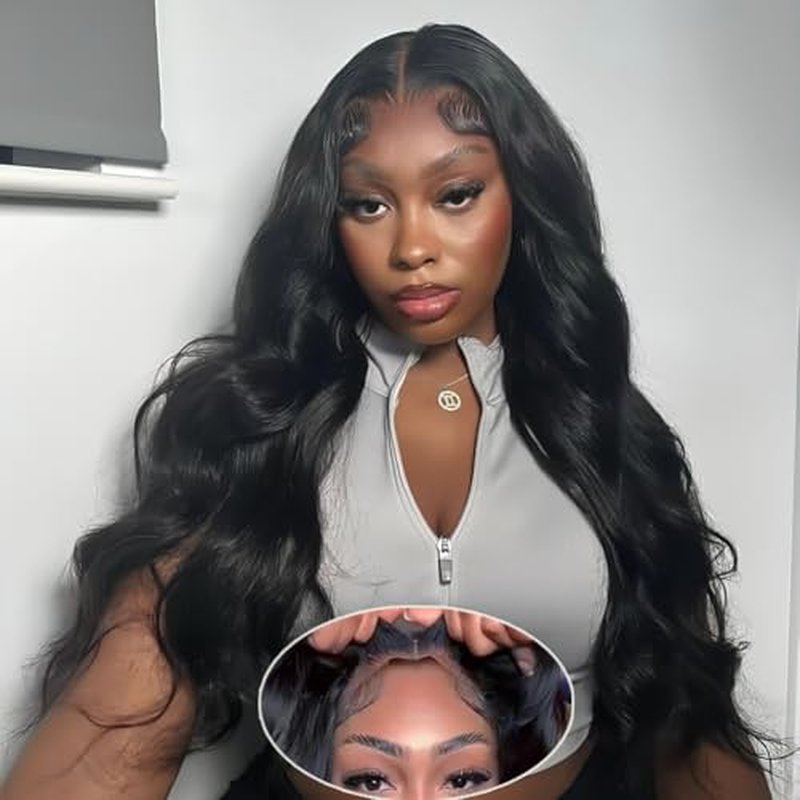 Wear and Go Glueless Bob Wig - Body Wave Lace Front Human Hair Wigs for Black Women - Pre Plucked and Pre Cut 4x4 Lace Closure - No Glue Needed for Beginners (Natural Black Glueless, 30 Inch)