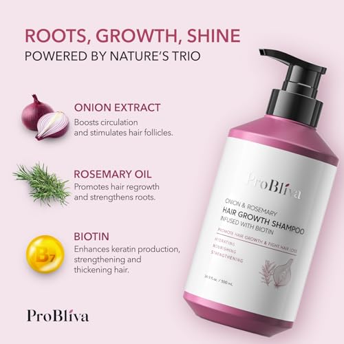 Onion & Rosemary Hair Growth Shampoo: Biotin Infused Shampoo for Hair Loss and Thinning Hair - Promotes Healthier, Thicker and Stronger Hair for Women and Men (16.9 Fl Oz (Pack of 1))