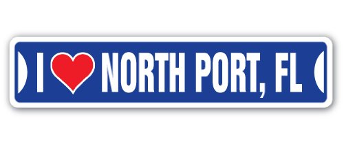 I Love North Port, Florida Street Sign fl City State us Wall Road décor Gift