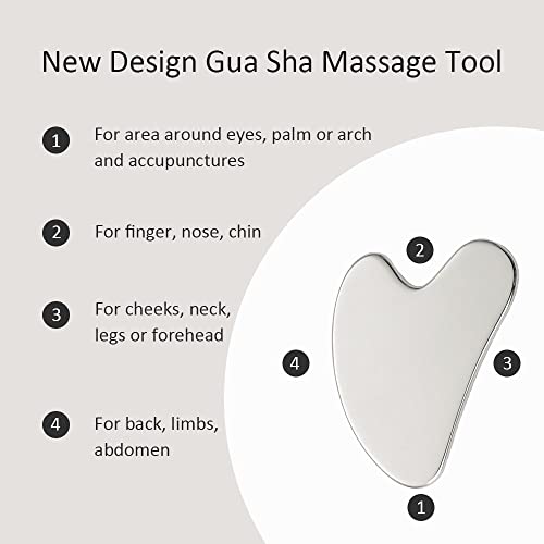 Yeamon Gua Sha Facial Tools and Face Roller Set, Facial Massage Tool for Women¡¯s Skincare Routine,Cooling Stainless Steel Face Sculpting Eyes Roller Guasha for Daily Use or Self-Care Gift for Women