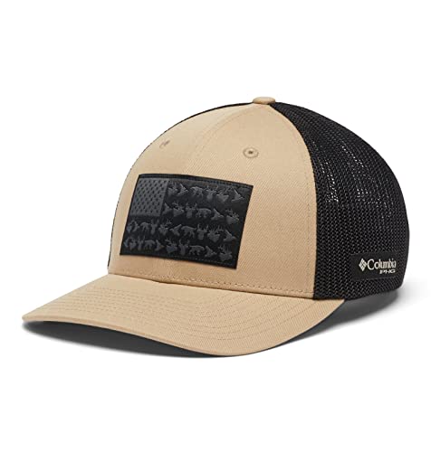 Columbia Unisex PHG Game Flag Mesh Ball Cap, Sahara/Black, S/M