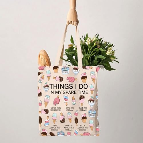 G2TUP Popsicle Lover Gift My Spare Time Ice Cream Tote Bag Soft ServeHandbag Foodie Gelato Lover Funny Dessert Lover Gift