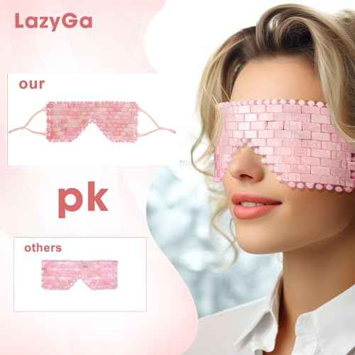 Rose Quartz Eye Mask - with Adjustable Strap for face 100% Natural Gemstone Jade Sleep Mask for Hot & Cold Anti Aging Therapy