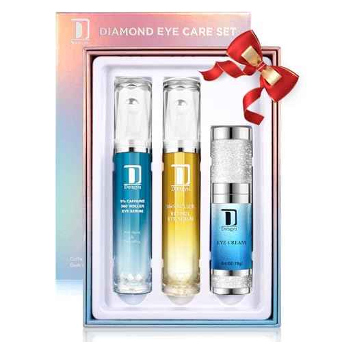 Dongyu Caffeine Eye Cream Set: Eye Serum Kit for Dark Circles Puffiness - Self Care Gifts for Women Birthday Gifts for Her