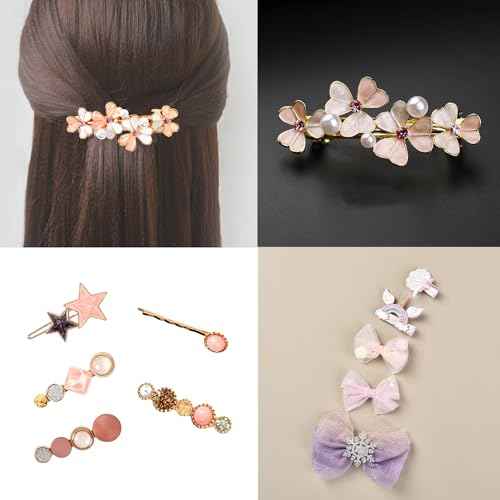 Hair Accessories Kits for Girls, Hair Set for Girls Including Gift Box/Hair Clips/Hair Barrettes/Hair Ties/Hair Bows, Little Girls Teen Girl Birthday Gifts Age 4-15 (Crystal with Case)