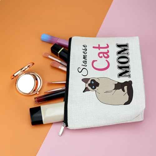 Cats Gift Cats Lover Gift for Women Girls Siamese Cat Makeup Bag Siamese Cat Mom Gift Birthday Christmas Gift for Cat Lover Cat Lady Gift Animal Lover Gift for Friends Sister Cosmetic Bag Travel Pouch