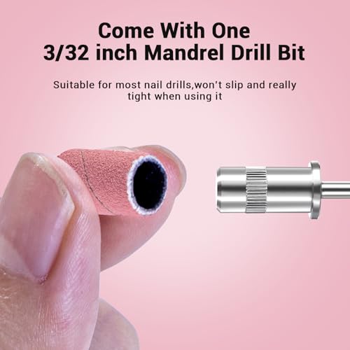 MelodySusie 100 Pcs Nail Drill Bits Sanding Bands for Nail Drill 180 Fine Grit Nail File Sanding Bands for Acrylic Nails Gel Manicures and Pedicure