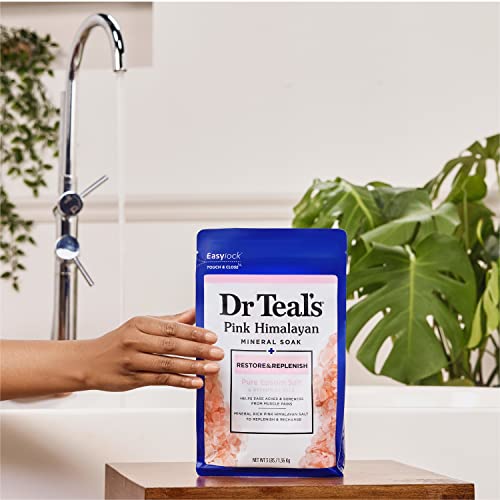Dr Teal's Epsom Salt Magnesium Soak, Restore & Replenish with Pink Himalayan Salt, 3 lbs