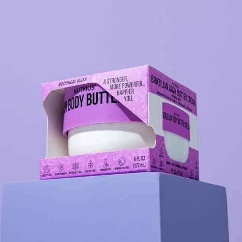 Nutrius Brazilian Body Butter Cream Botanical Bliss - Infused with Exquisite Botanicals for Luxurious Hydration and Nourishment - Unveiling Your Skin's Natural Radiance - 6 FL OZ