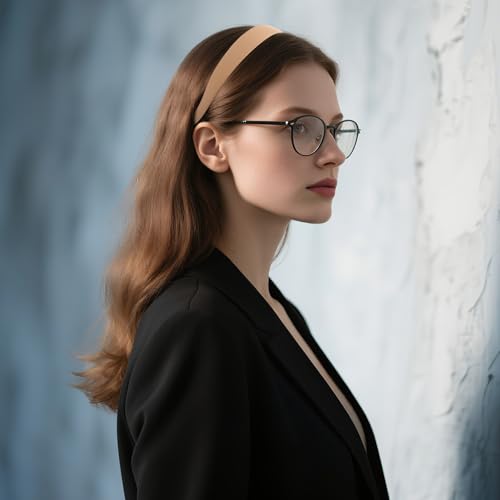 Thin Headbands for Glasses Wearers Sunglass Headband for Eyewear Non Slip 6Pcs Plain Plastic Skinny Hair Bands with Teeth for Women Girls No Pressure No Headache Neutral Brown Black