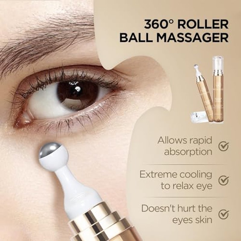 Eye Cream for Dark Circles: Under Eye Cream with Caffeine Retinol - Reduces Under Eye Bags and Fine Lines Gold