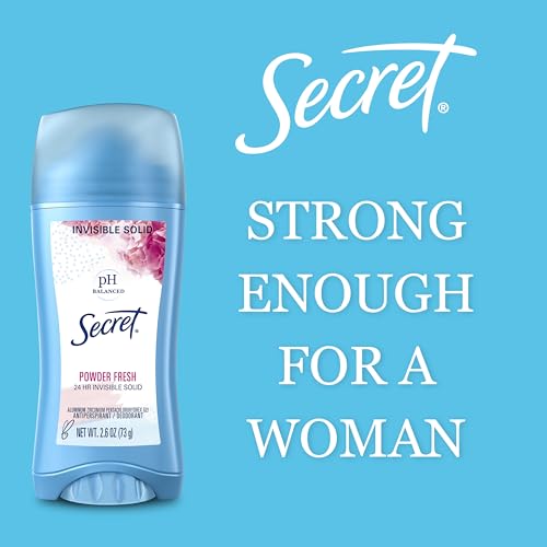 Secret Antiperspirant and Deodorant for Women, 24hr Sweat & Odor Protection, PH Balanced Protection, Gentle on Skin, Invisible Solid, Shower Fresh Scent, 2.6 oz (Pack of 2)