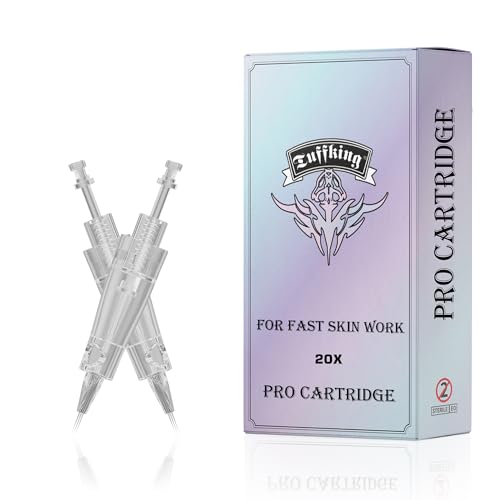 20Pcs 3F Tattoo Cartridge Needles, Disposable Microneedling Cartridges Needle for Eyebrow Eyeliner Lip, 3 Single Stack Flat 0.35MM Needle for Makeup, Microblading, Tattoo Machine (3 F)