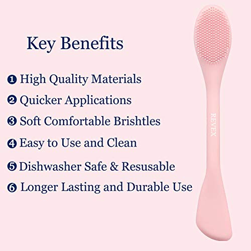 REVEX Silicone Face Mask Applicator,Face Scrubber,Lymphatic Drainage Massager,Pore Cleaning Brush,2Pcs Mask Applicator Tool for Facial Mud,Contour Face Brush for Lymphatic Drainage.(Pink+Gray)
