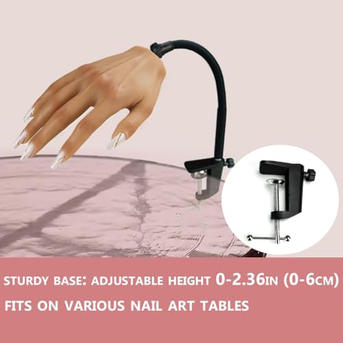 Silicone Practice Hands for Acrylic Nails Manicure Hand with Stand Bracket Nail Hand Practice Flexible Fake Mannequin Hands for Nails Art Training Tool (New 4#-Right Hand)