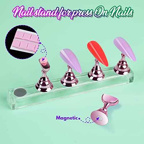 Teenitor Clear Nail Tips Full Cover, Long Stiletto Nails Tips For Acrylic Nails, 600 Pcs Almond Shape Fake Nails Tips With Glue, Acrylic Nail Clipper, Nail Stand Clear Glue On Nails