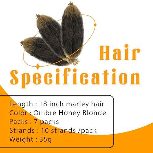 Marley Hair 18 Inch 7 Packs Pre Separated Springy Afro Twist Hair Ombre Honey Blonde Marley Twist Braiding Hair for Faux Locs Crochet Hair Pre Fluffed Spring Twist Hair Extensions (18",1B/27)