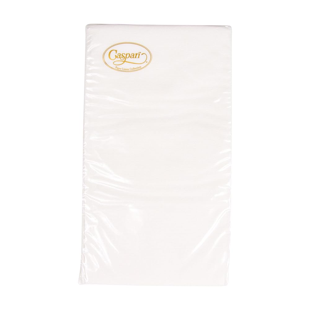 Caspari White Pearl Paper Linen Guest Towel Napkins, 12 Per Package