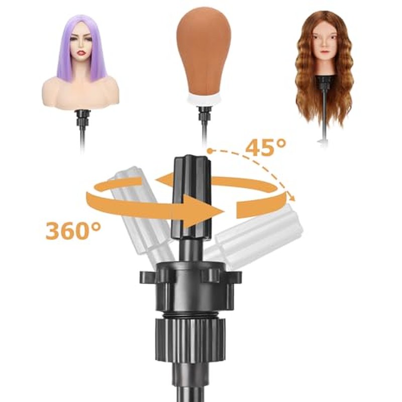 Mannequin Head Stand, Adjustable Wig Stand, Reinforced Metal Mannequin Head Stand for Cosmetology Hairdressing Training