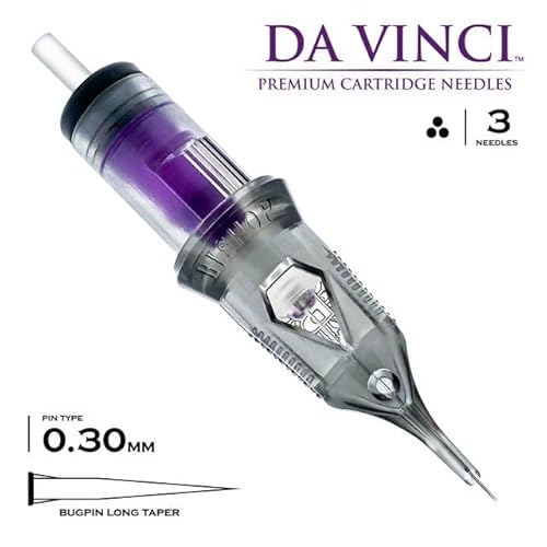 Bishop Tattoo Da Vinci V2 Cartridges - Bugpin - 10 Gage With 03 Pins - Round Liner Long - 20 Cartridges