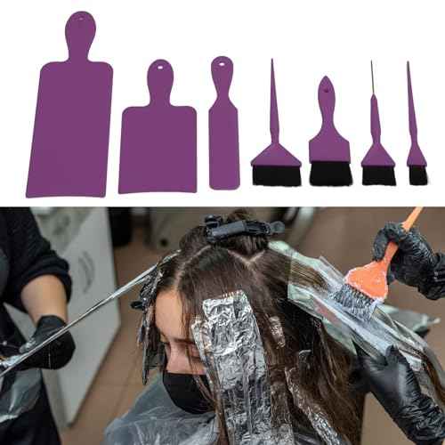 FILFEEL Balayage Highlighting Board Hair Dye Tools Hair Coloring Paddle Board Hair Dye Tool Set with Balayage Board and Brush Kit for Highlighting and Color Applying in Hair Salon (Purple)
