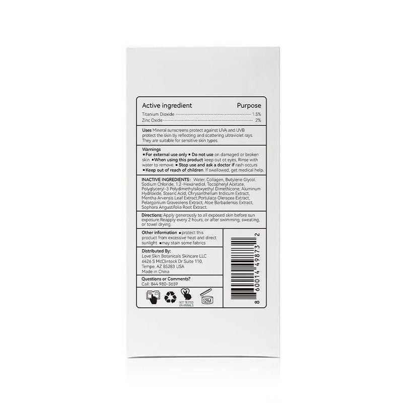 Collagen Mineral Sunscreen SPF 50 PA+++ - Clear, No Tint | 100% Mineral, Reef-Safe, Chemical-Free Daily Face Protection