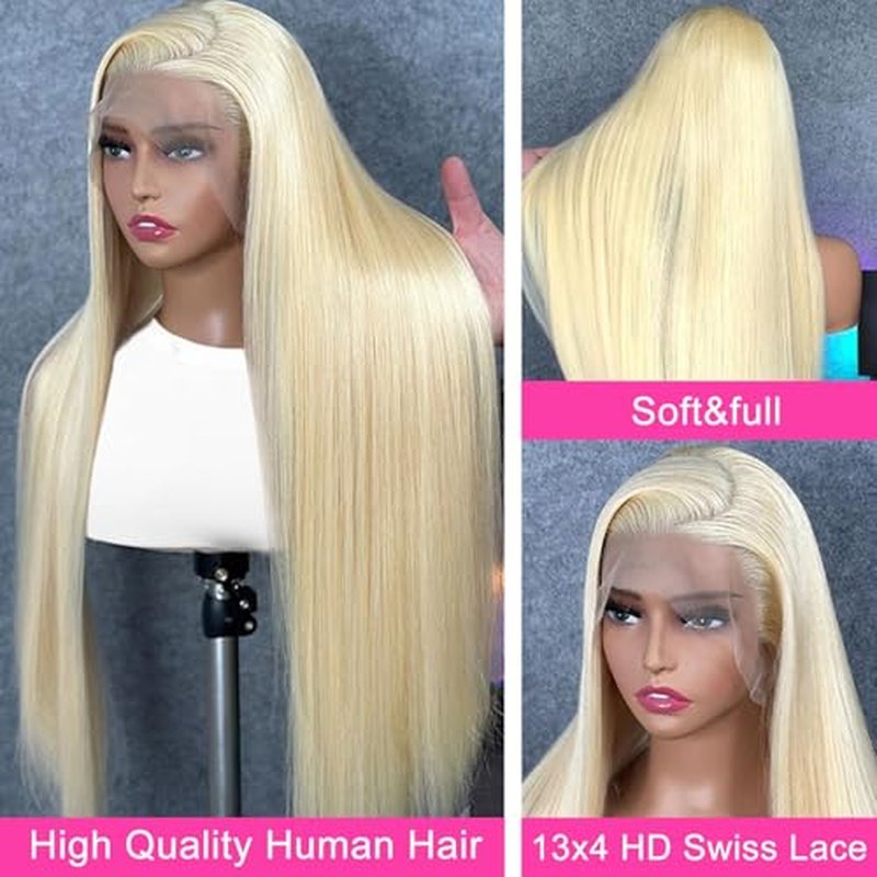 28 Inch 613 Lace Front Wig Human Hair Straight Blonde Lace Front Wigs 13x4 613 Long Straight HD Lace Frontal Wig for Black Women 180% Density Human Hair Wig Glueless Wig Pre Plucked with Baby Hair