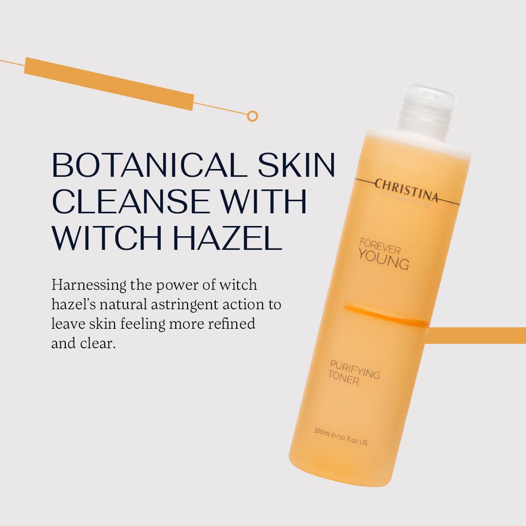 Christina - Forever Young Purifying Toner - Hydrating Facial Toner for Oily & Dry Skin - Cleanses and Removes Excess Oil - pH-Balancing Astringent with Witch Hazel & Quillaja - Alcohol-Free - 300ml