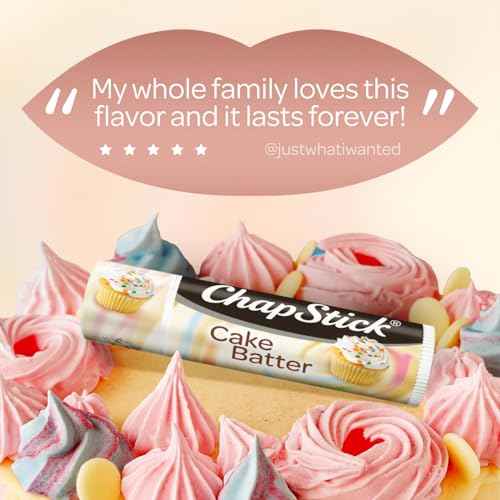 ChapStick Bulk Lip Balm, Cake Batter, 12-Pack ? Delicious & Sweet Lip Moisturizer for Dry Lips, Birthday Gifts, Stocking Stuffers, 0.15