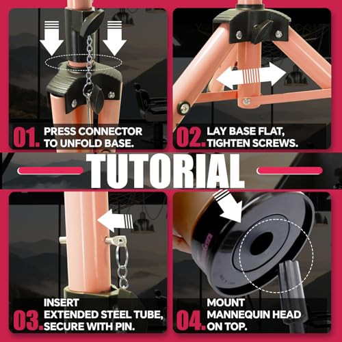 Smilco Wig Tripod Stand with 45 inch Adjustable Mannequin Head, Heavy Duty Wig Holder for Cosmetology Hairdressing Training