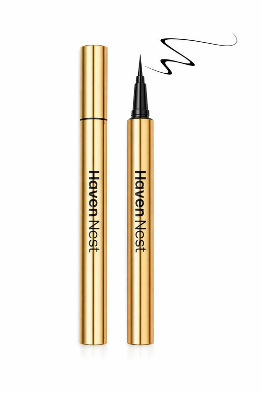 Haven Nest Vegan Liquid Eyeliner Pen – Black, Waterproof, Smudge-Proof, Long-Lasting, Ultra-Precise Brush Tip, Cruelty-Free, Hypoallergenic, All-Day Wear
