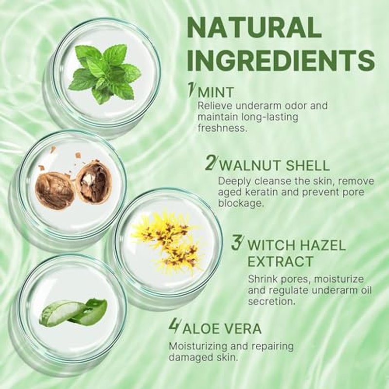 Peppermint Underarm Detox Scrub,Armpit Detox For Women,Body Scrub & Detox Cleanse,Body Exfoliator Scrub For Deeply Cleanses,Exfoliates,Moisturizes&Relieves Odor,for Armpits,Elbows,Knee & Whole Body