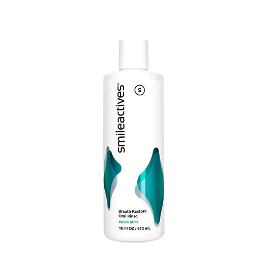 Smileactives Breath Restore Oral Rinse, Adults Mouthwash for Bad Breath and Gum Health, Promotes Oral Care, Healthy Mouth and Long Lasting Fresh Breath, Sugar and Alcohol-Free, Vanilla Mint, 16 fl oz