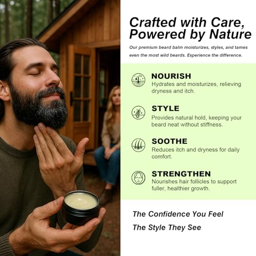 Biotin Beard Growth Balm for Men ? Conditioning & Thickening Balm with Castor, Shea & Jojoba Oils ? Non-Greasy, Softens & Nourishes for Fuller, Thicker Facial Hair ? Unscented ? 2 oz