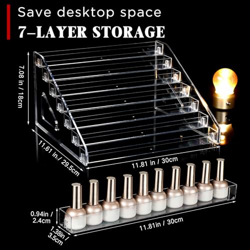 Jetec 4 Pcs 7 Tiers Style Acrylic Card Display Stand Sunglasses Organizer Nail Polish Holder Versatile Display for Trading Cards Greeting Card Stand Essential Oils Cosmetic Eyewear Rack