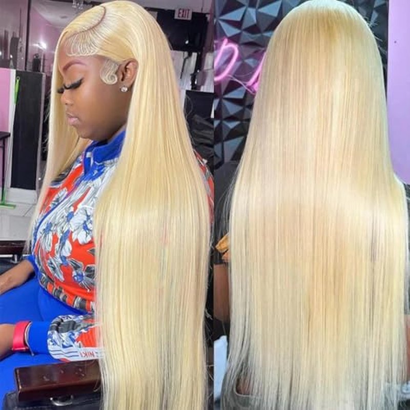 24 Inch 613 Lace Front Wig Human Hair 200 Density Blonde Wig Human Hair 13X6 HD Transparent Straight Lace Front Wigs Human Hair Blonde Glueless Wig for Women Pre Plucked with Baby Hair