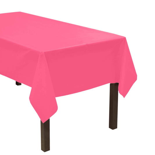 Party Essentials Heavy Duty Plastic Table Cover Available in 44 Colors, 54" x 108", Neon Pink