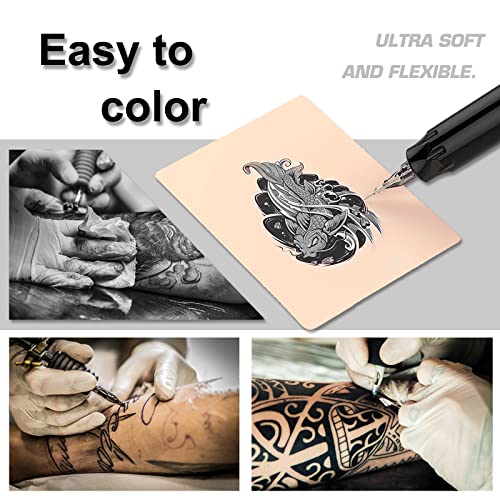 Combofix 20Pcs Tattoo Practice Skin Kit - 1mm Double Side Blank Tattoo Skin 10Pcs Transfer Paper 10Pcs, Practice Kit Including Fake Skin Stencil Paper for Beginners, Artists, Tattooing Supplies
