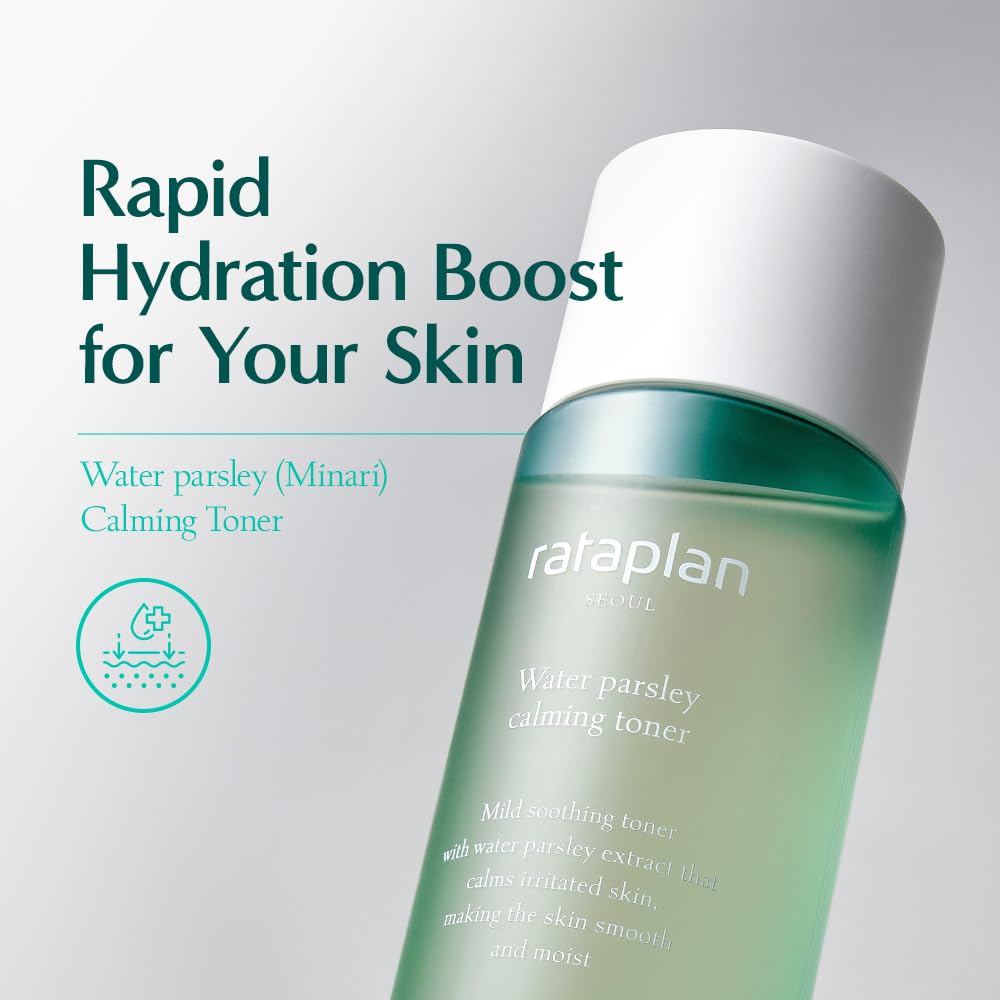 RATAPLAN Water Parsley Calming Toner 2 Pack - with Centella Asiatica, Heartleaf, Korean Skin Care, Reduce Skin Heat, Hypoallergenic Soothing Toner