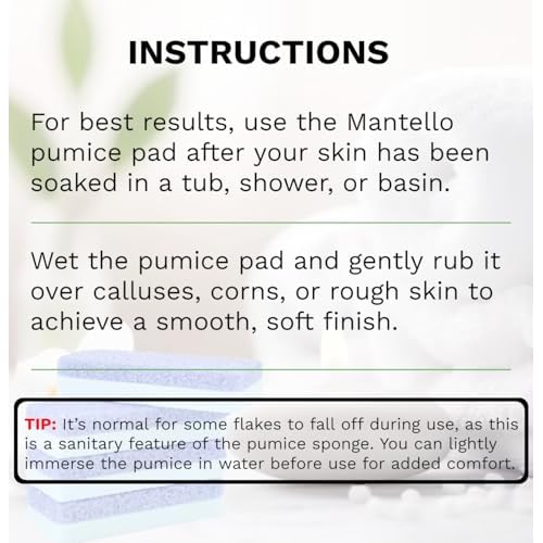 Mantello Pumice Stone for Feet- Foot Scrubbers for Shower and Foot Tub- Pumice Stone for Feet Callus Remover- Double Sided Foot Scrubber Dead Skin Remover- 4 Pack