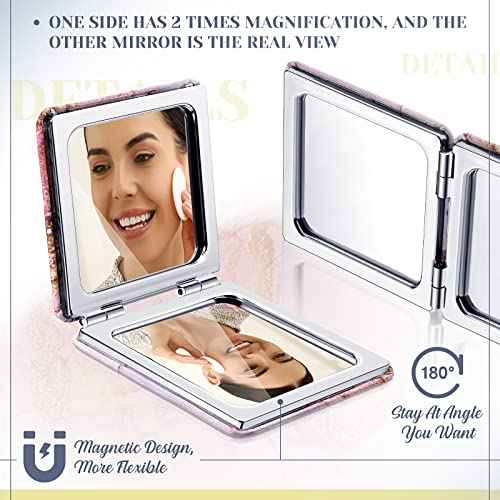 Cindeer 20 Pcs Compact Mirror Bulk Small Purse Portable Pocket Hand Double Sided Magnifying Makeup Mirror Square with 2X 1x Magnification for Girls Woman Mother Travel