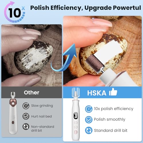 Nail Drill Electric File: HSKAI¢ç 10000RPM Powerful Nail Drill with LCD Display, Cordless Thick Nail Grind Filer for Acrylic Gel Natural Nails Toenails, Manicure & Pedicure Multi-Tool for Home Salon