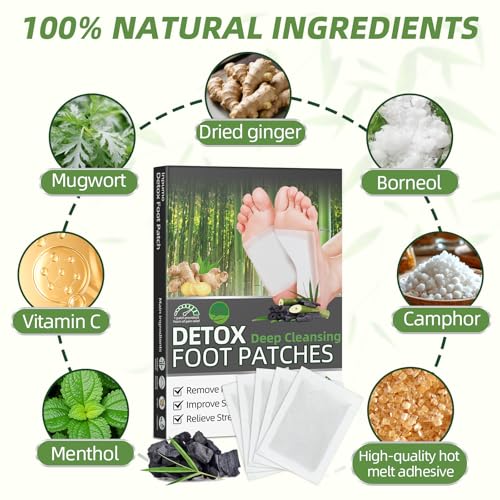Foot Pads(20 PCS),Deep Cleansing Foot Patches with Bamboo Vinegar and Ginger Powder, Relieve Stress, Improve Sleep and Relaxation