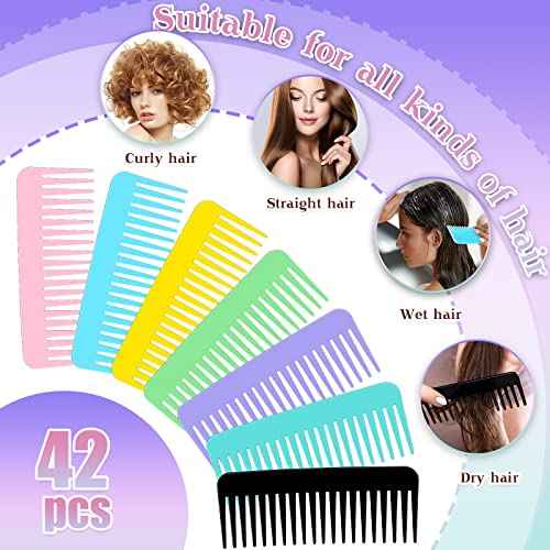 Meanplan 42 Pcs Wide Tooth Large Hair Detangling Comb for Curly Long Hair Dry Wet No Handle Detangler Styling Shampoo Comb for Women Men Kids Christmas Charity Operation Gifts