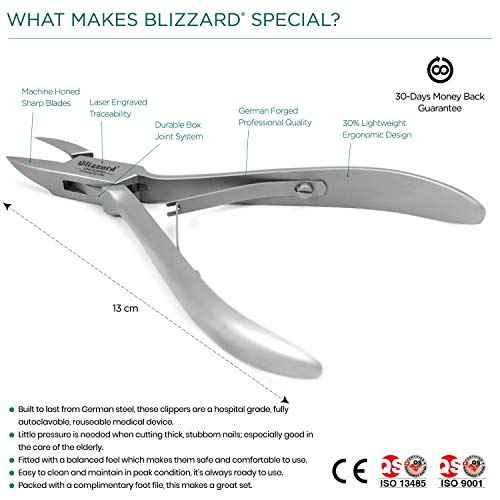 Ingrown Nail Clippers for Men with Ingrown Toenails ? Blizzard Podiatrist Toenail Clipper Set German Forged ? 5 inch Professional Nail Cutter ? Straight Head Podiatry Nipper Nail Kit - Hospital Grade